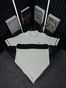 LCST Şeritli Örme Triko Tshirt /Beyaz