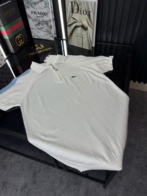 LCST Şeritli Örme Triko Tshirt /Beyaz