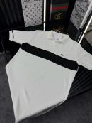 LCST Şeritli Örme Triko Tshirt /Beyaz
