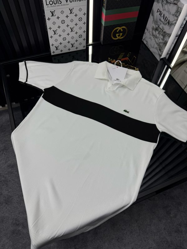 LCST Şeritli Örme Triko Tshirt /Beyaz - Görsel 2