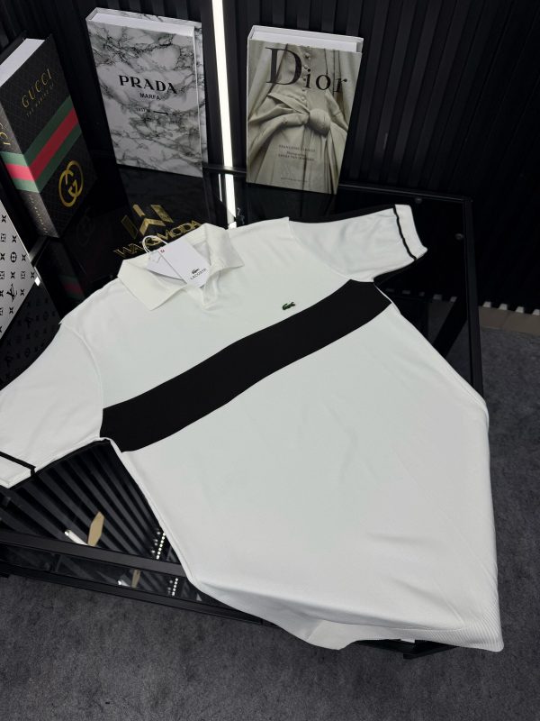 LCST Şeritli Örme Triko Tshirt /Beyaz - Görsel 3