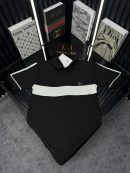LCST Şeritli Örme Triko Tshirt /Siyah