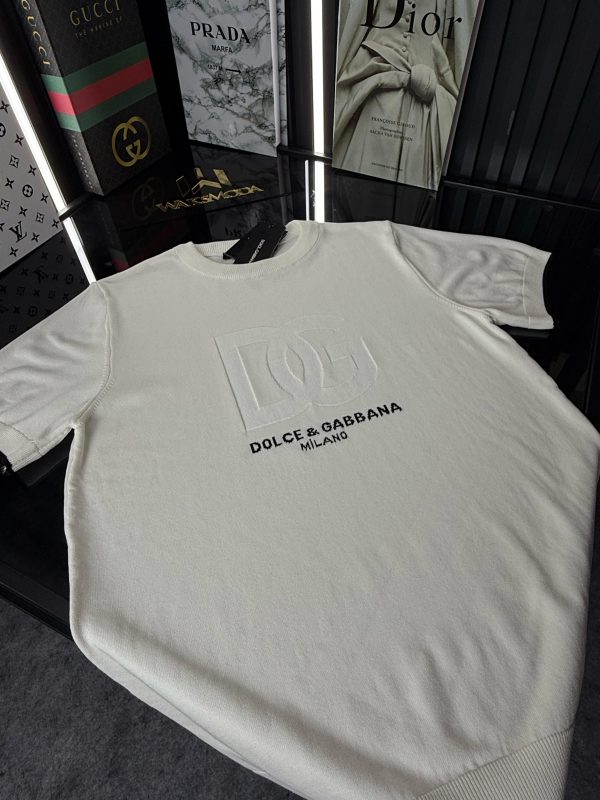 D&G Örme Triko Tshirt /Beyaz - Görsel 3