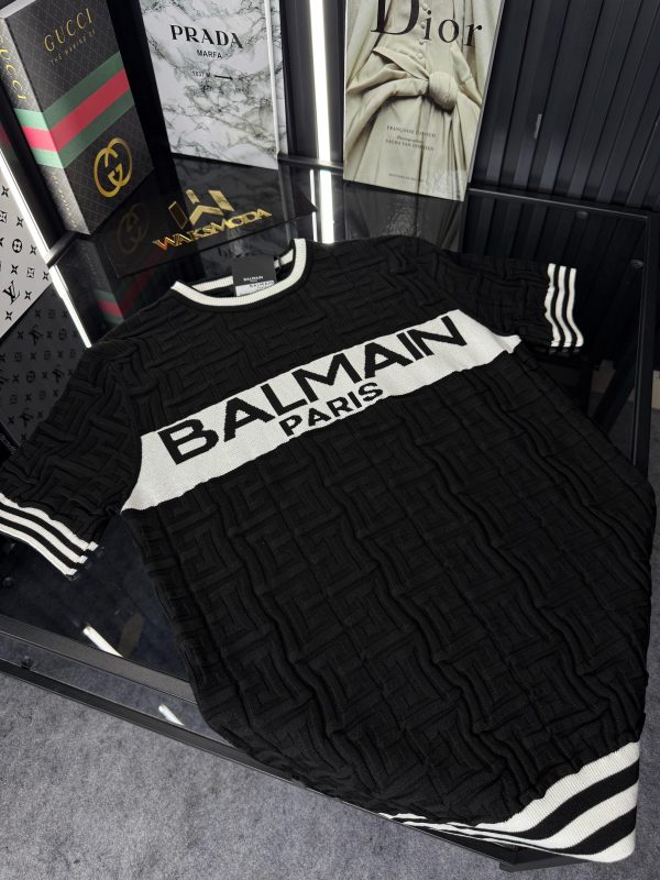 BALMAIN Örme Triko Tshirt /Siyah