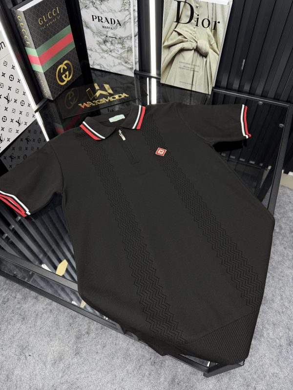 CSBLNC Kırmızı Şeritli Örme Triko Tshirt - Görsel 2