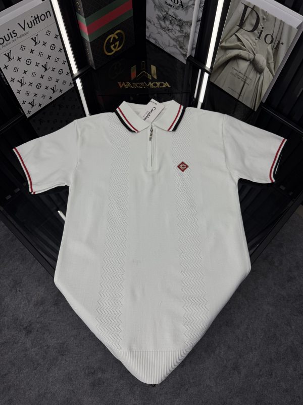 CSBLNC Polo Yaka Örme Triko Tshirt /Beyaz