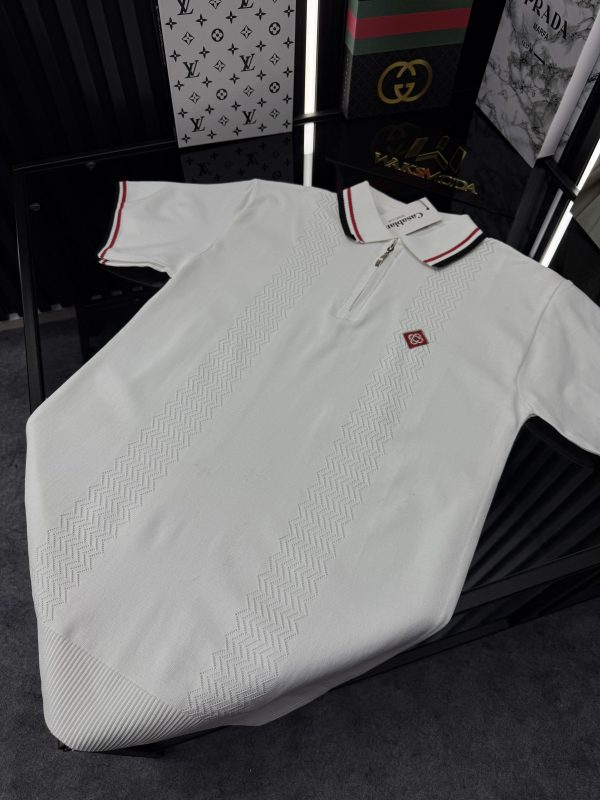 CSBLNC Polo Yaka Örme Triko Tshirt /Beyaz - Görsel 3