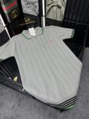 CSBLNC Polo Yaka Örme Triko Tshirt /Gri-Yeşil Şeritli
