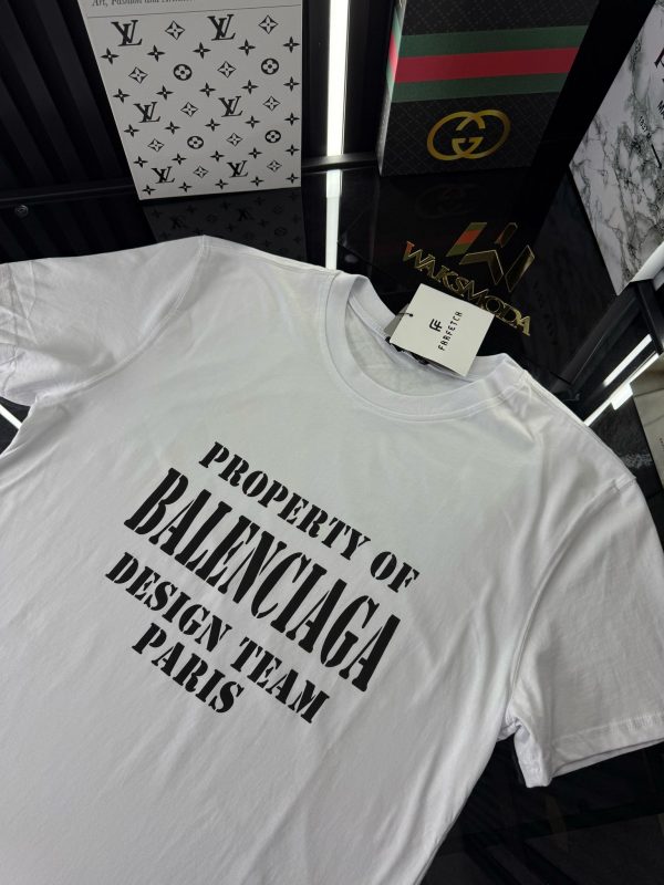 BALENCIAGA Beyaz Bisiklet Yaka Tshirt - Görsel 2