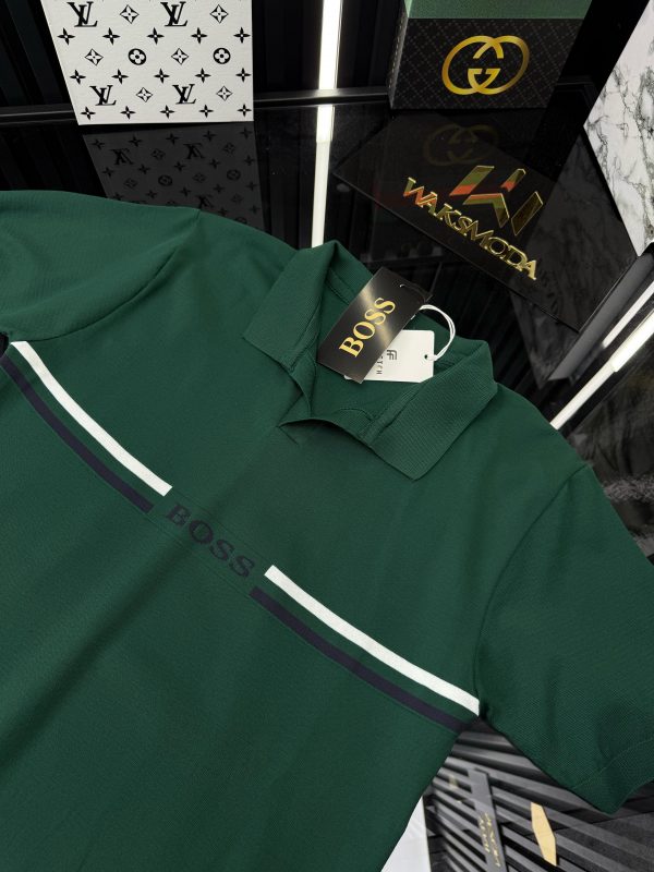 BSS Polo Yaka Örme Triko Tshirt /Yeşil - Görsel 3