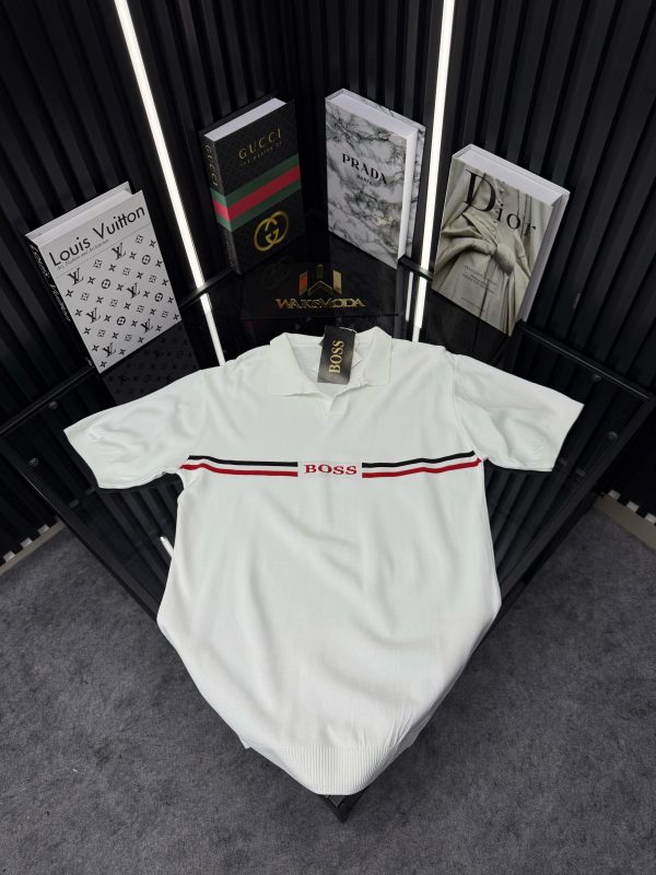 BSS Polo Yaka Örme Triko Tshirt /Beyaz