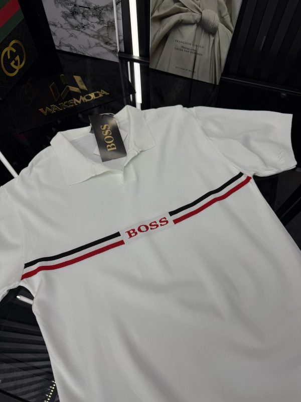 BSS Polo Yaka Örme Triko Tshirt /Beyaz - Görsel 3