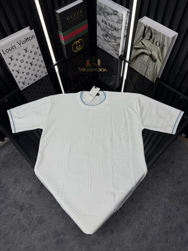 MNCLR Örme Triko Bisiklet Yaka Tshirt  /Beyaz