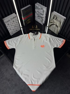 HRMS Polo Yaka Örme Triko Tshirt /Beyaz