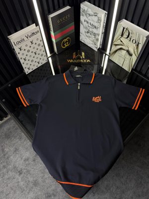 HRMS Polo Yaka Örme Triko Tshirt /Lacivert