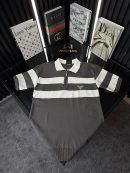 PRD Şeritli Polo Yaka Örme Triko Tshirt /Gri