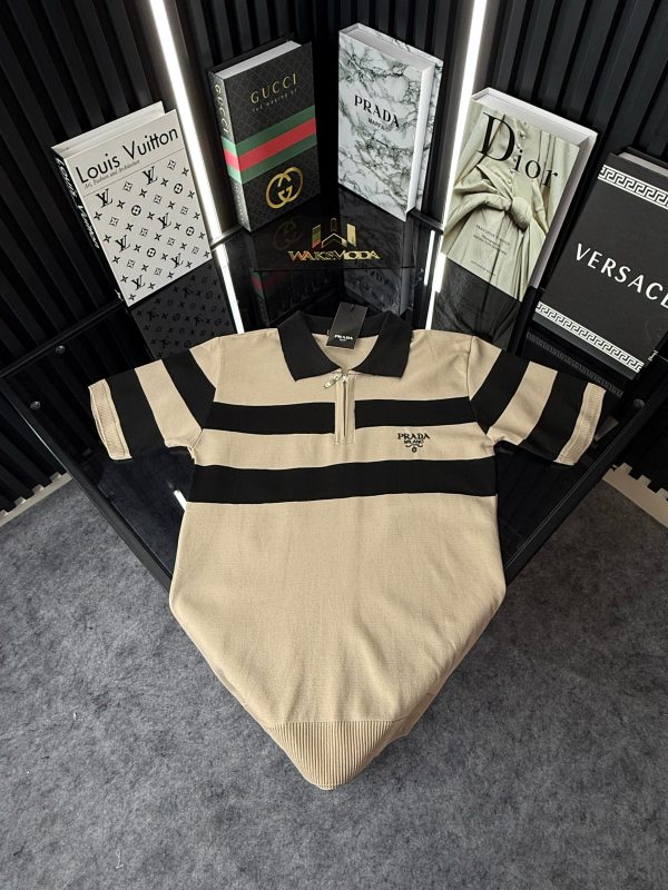 PRD Şeritli Polo Yaka Örme Triko Tshirt
