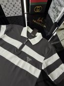 PRD Şeritli Polo Yaka Örme Triko Tshirt /Gri