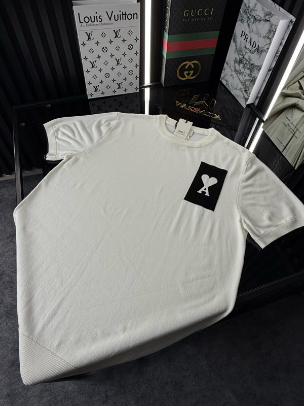 AMİ Örme Triko Tshirt /Beyaz - Görsel 2