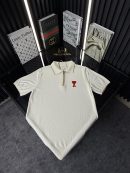 AMİ Örme Triko Fermuarlı Yakası Şeritli Tshirt /Beyaz