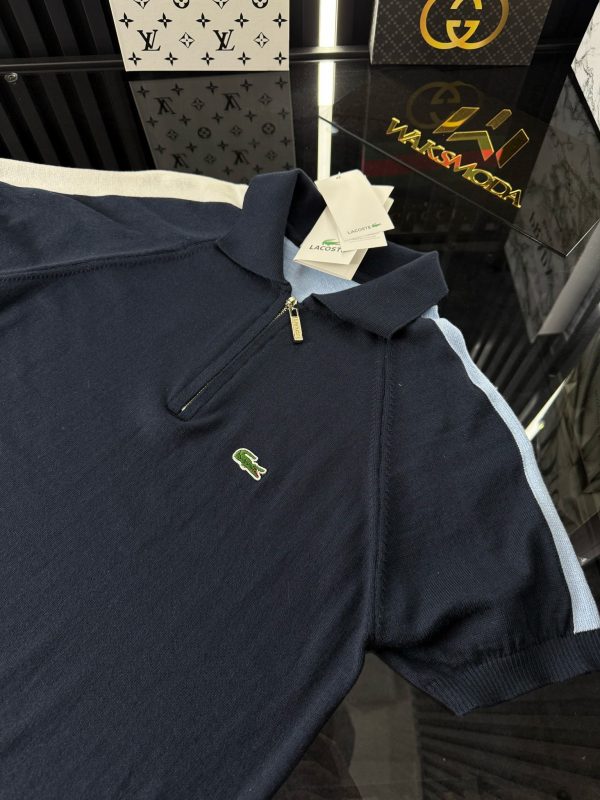 LCST Mavi Şeritli Örme Triko Tshirt /Lacivert