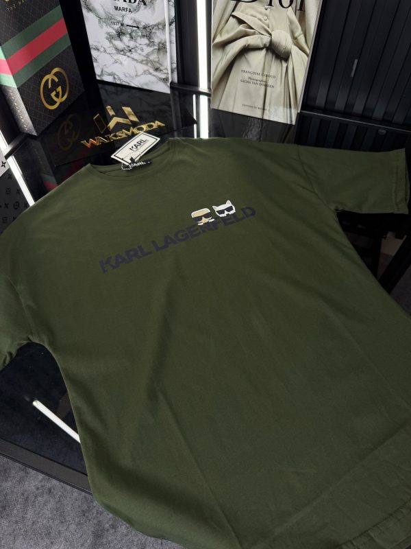 KARL LAGERFERD Haki Bisiklet Yaka Tshirt - Görsel 3