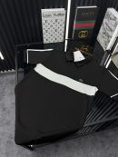 LCST Şeritli Örme Triko Tshirt /Siyah