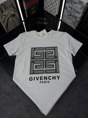 GVNCHY Beyaz Bisiklet Yaka Tshirt