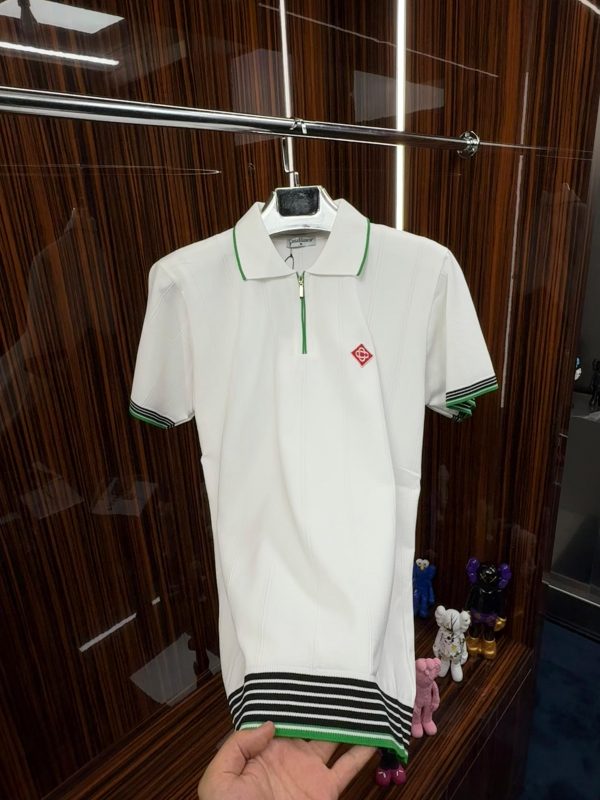 CSBLNC Polo Yaka Örme Triko Tshirt /Beyaz - Görsel 2