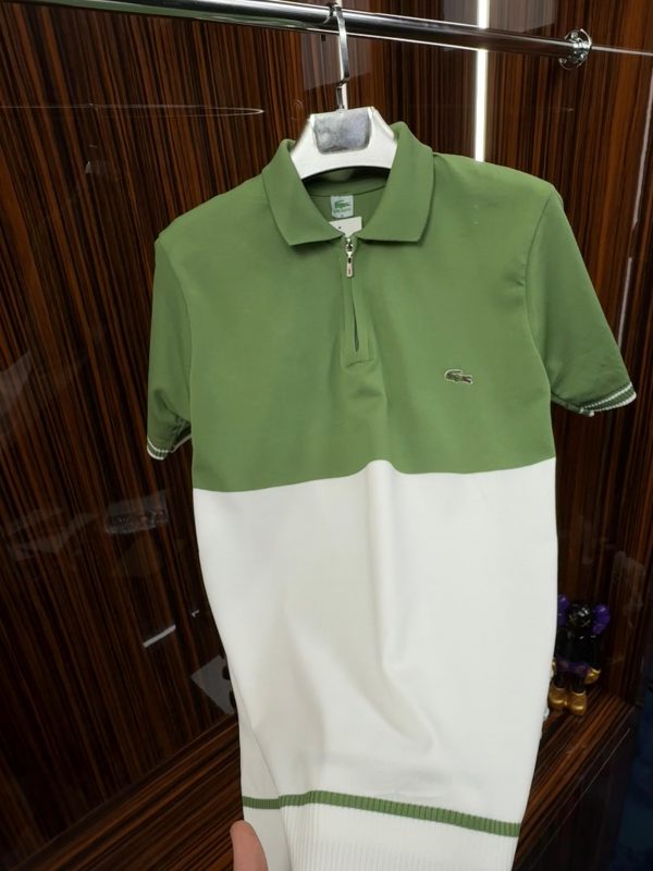 LCST Polo Yaka Örme Triko Tshirt /Yeşil-Beyaz - Görsel 2