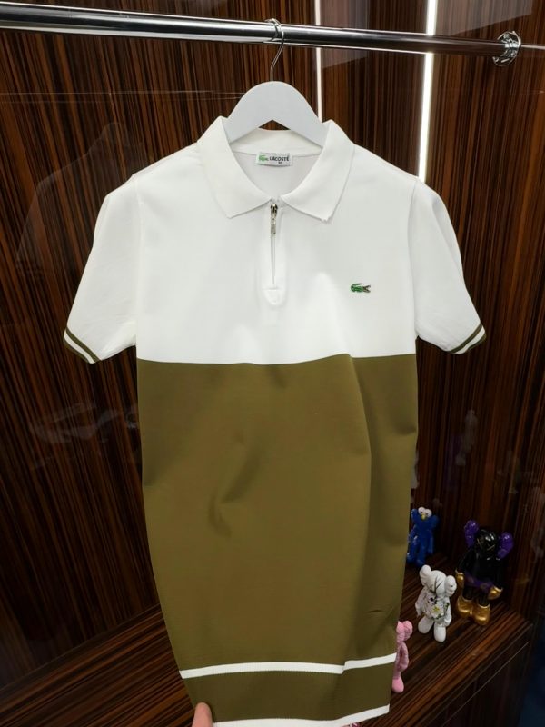 LCST Polo Yaka Örme Triko Tshirt /Beyaz-Yeşil - Görsel 2