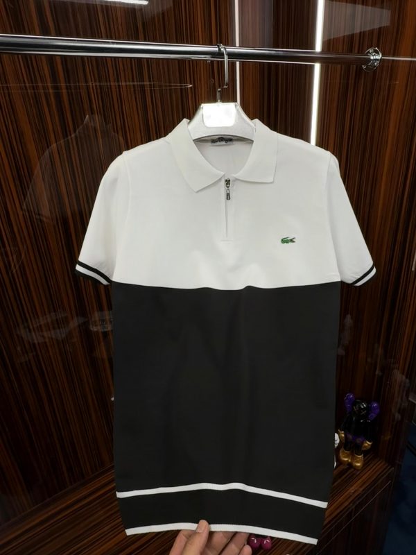 LCST Polo Yaka Örme Triko Tshirt /Beyaz-Siyah - Görsel 2