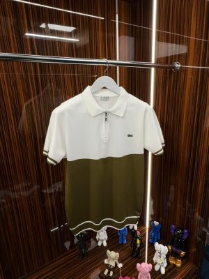 LCST Polo Yaka Örme Triko Tshirt /Beyaz-Yeşil - L