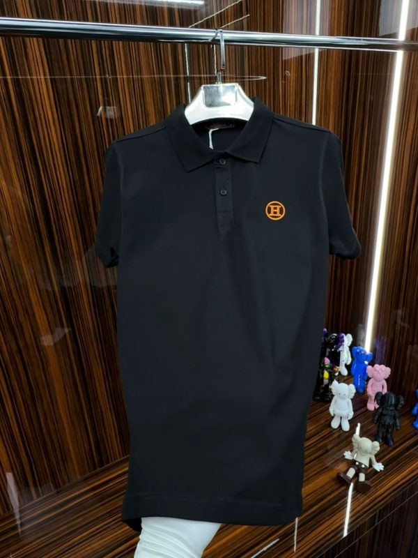 HRMS Polo Yaka Örme Triko Tshirt /Siyah - Görsel 2
