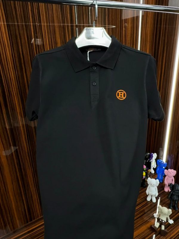 HRMS Polo Yaka Örme Triko Tshirt /Siyah - Görsel 3