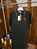 AMİ Örme Triko Fermuarlı Yakası Şeritli Tshirt /Siyah